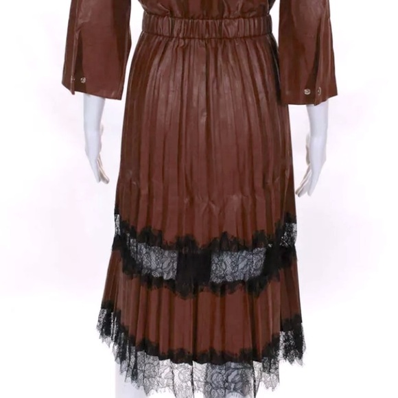 Mucha et Muchette NWT Dress Faux Leather Caramel Brown Black Medium Large - Picture 7 of 14